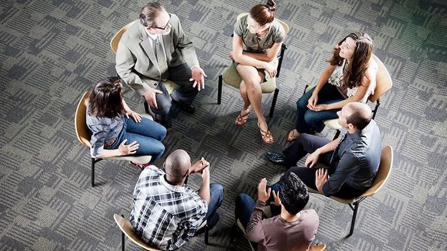 Group therapy session at Talking Circles Therapy, fostering shared healing and support among members